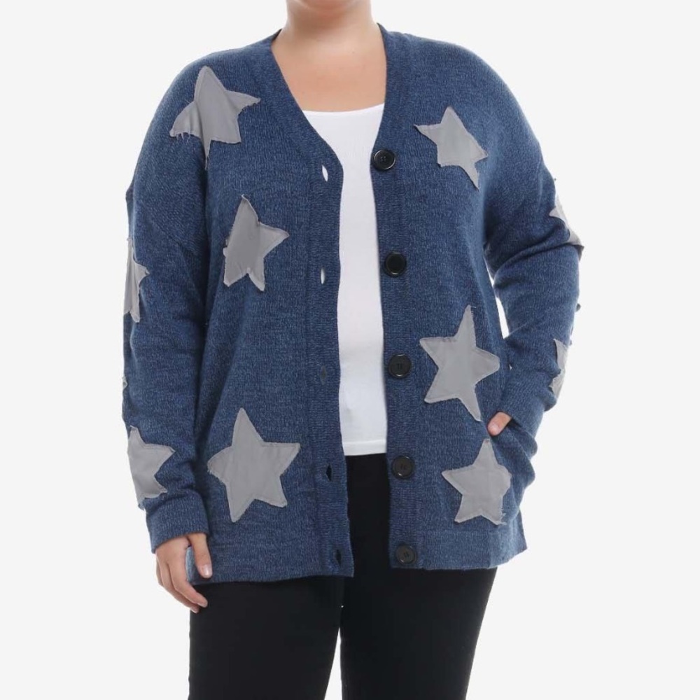 Coraline Star‎ Patchwork Oversized Cardigan Plus Size Hot Topic